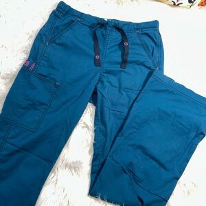 Wink • Womens Deep Teal & Hot Pink Cargo Scub Pants